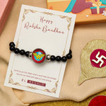 El Regalo 1PC Superhero Kids Marvel Theme Rakhi with Replacement Button for Brother- Kids Unisex Rakhi with Roli Chawal, Rakhi Message Card in Rakhi Gift Box for Little Bro (Wonder Women Rakhi)