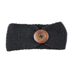 El Regalo Baby Woolen Knitting Infant Button Headbands Turban Head Wrap Knotted Hair Band for Girls & Boys (Black)