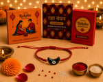 El Regalo Evil Eye Bracelet Rakhi for Brother with Roli Chawal in Gift Box (Red with Blue Evil Eye)