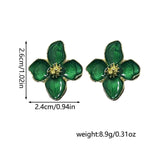 Solighter Drip Oil Four Petal Flower Earrings Vintage Boho Floral Stud Earrings for Women Party Jewelry, Large, Alloy Steel, No Gemstone