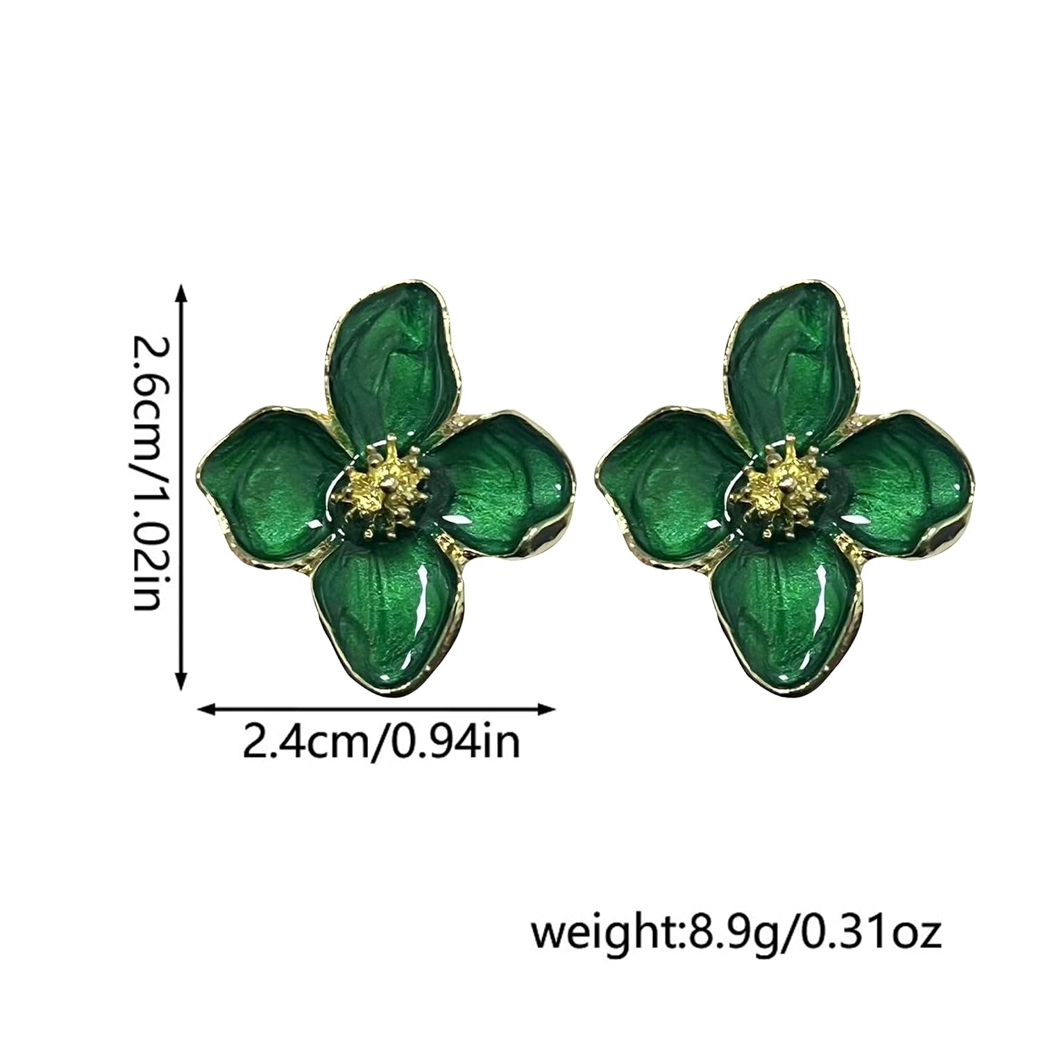 Solighter Drip Oil Four Petal Flower Earrings Vintage Boho Floral Stud Earrings for Women Party Jewelry, Large, Alloy Steel, No Gemstone
