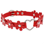 El Regalo Heart Flower Choker Necklace for Girls/Women (Red)