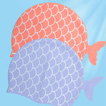 El Regalo 1PC Cute Mermaid Fish Tail Silicon Swimming Cap for Kids, Girls, Boys, and Teens (Orange)