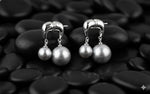 El Regalo Grey Pearl Front Back Ear Jackets Studs - Premium Silver-Plated Pearl Earrings