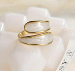 El Regalo Stainless Steel Oil Drip Enamel Finger Ring for Girls & Women- Fancy, Contemporary Adjustable Irregular Finger Rings (Cream)