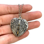 El Regalo Dumila You are My Sunshine Love Pendant Necklace with Engraved Hidden Message Locket for Women (Silver Wing)