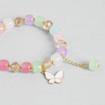El Regalo 1 PC Butterfly Crystal Beads Tassel Bracelet With Cute Enamel Butterfly Charms for Girls/Teens/Women (Multi Colored Butterfly)