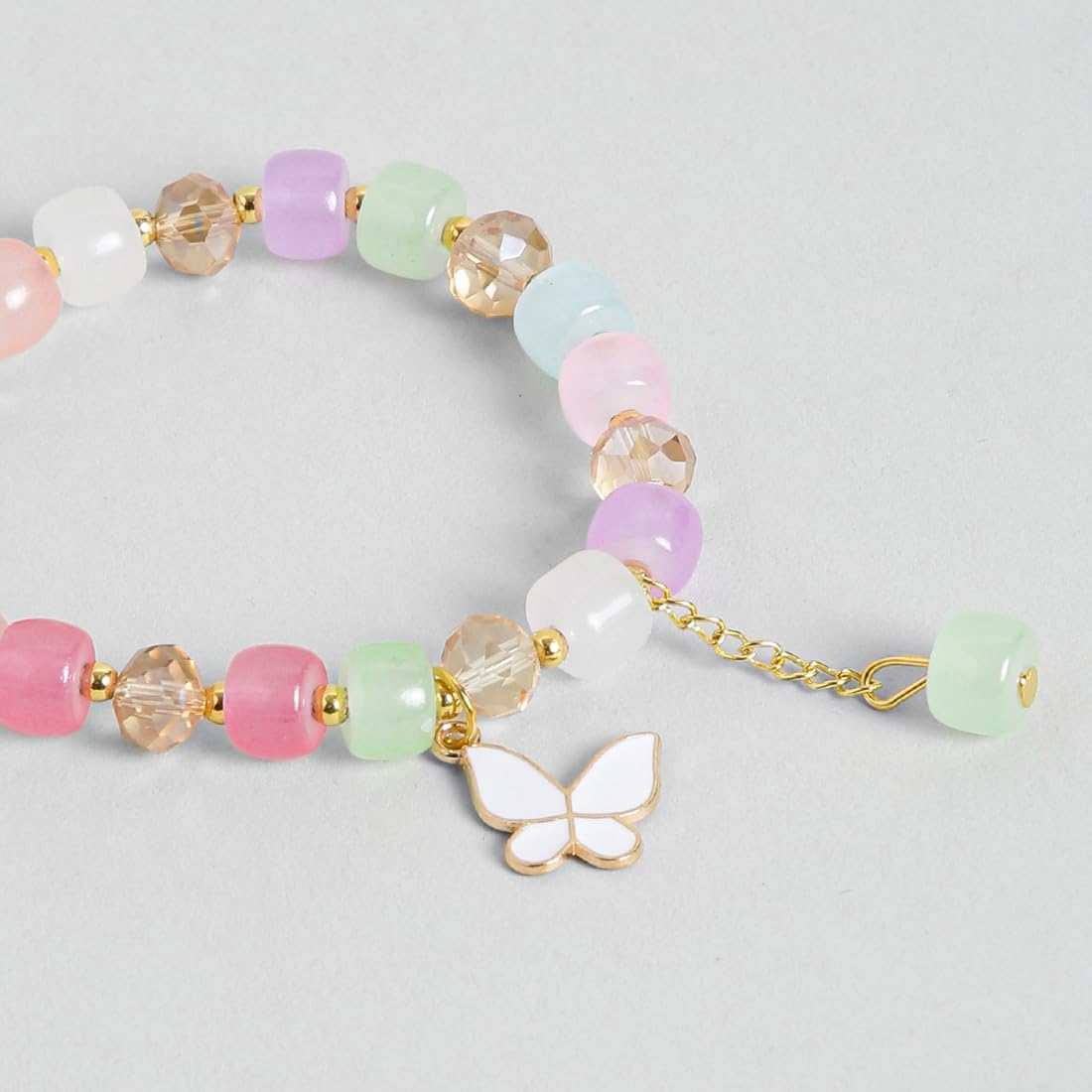 El Regalo 1 PC Butterfly Crystal Beads Tassel Bracelet With Cute Enamel Butterfly Charms for Girls/Teens/Women (Multi Colored Butterfly)