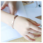 El Regalo Stainless Steel Bangle Bracelet with Cubic Zirconia/CZ for Women - Stainless Steel Openable Bracelet with Magnetic Lock (Rose Gold)