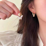 El Regalo Elegant Butterfly Hoop Earrings for Girls & Women- Exquisite Enamel Butterfly Hoop Earrings (Pink)