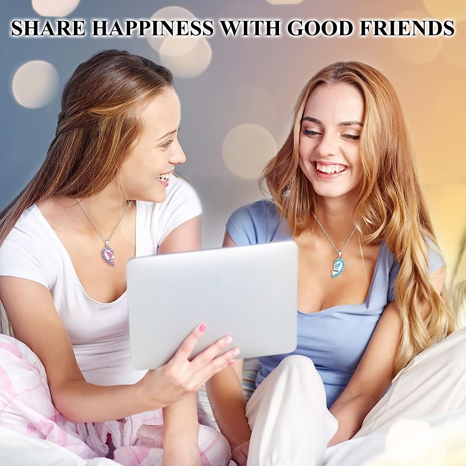 El Regalo 2 Pcs Bff Best Friend Forever Split Magnetic Matching Pendant Necklaces Set- Heart, Flower, Swan, Mermaid, Unicorn Pendant Friendship Necklaces (Pink & Blue Butterfly, Girls)