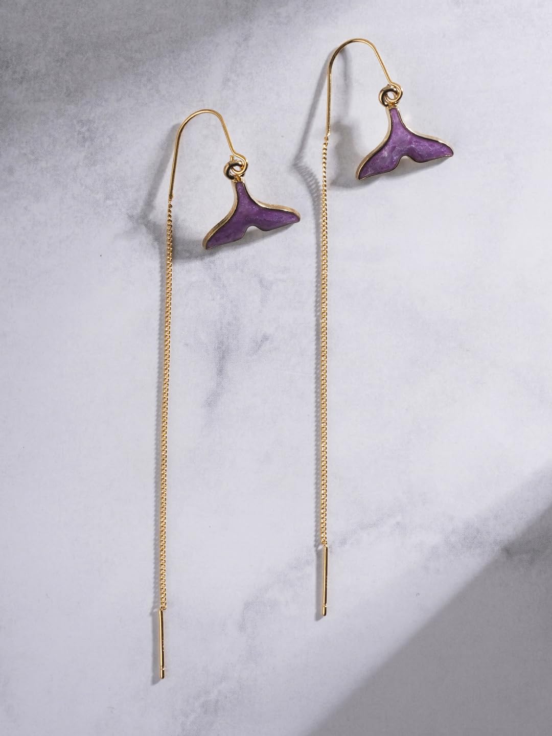 El Regalo Womens 1 Pair Long Needle- Threader Earrings- Trendy, Contemporary, Fashionable Sui Dhaaga Earrings with Pearl-Shell, Butterfly, Pearl Drops, Heart, Mermaid Charms (Mermaid Threader)