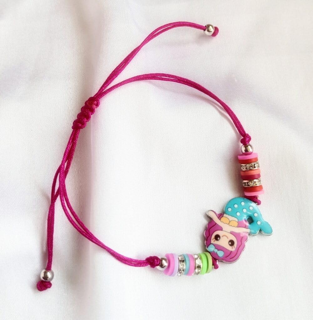 El Regalo 2 PCs Cute Rakhis Set for Kids - Beautiful 2 Kids Rakhis Set for Girls & Boys with Roli Chawal, Message Card in Rakhi Gift Box for Little Brother/Niece/Nephew (Mermaid & Elephant Rakhi)