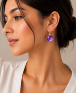 El Regalo Elegant & Graceful Aquamarine Austrian Crystal Earrings for Girls & Women- Sparkly Austrian Crystal Disco Ball Earrings (Misty Purple)