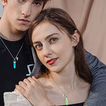 El Regalo 2Pcs/Set Crystal BFF Best Friend Magnetic Couple Matching Split Heart Pendant Necklaces for Besties/Couples - Valentines Day Gift (Green Shades) For Unisex Adult