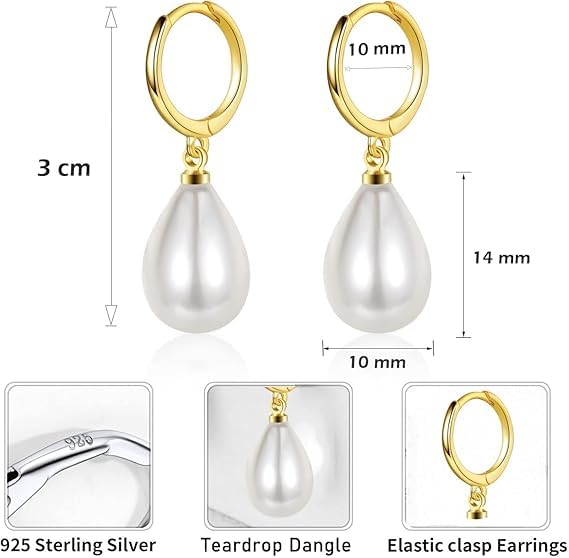 El Regalo Vintage Style Pearl Earrings for Girls & Women | Classic & Elegant | Available in Studs, Hooks, Threaders | Timeless Jewelry (Golden Pearl Hoops)