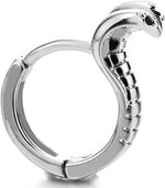 El Regalo 1pair Retro Fashion Cobra Snake Earrings- Punk Snake Black Zirconia Eye Stainless Steel Huggie Ear Cuff Unisex Earrings for Men & Women