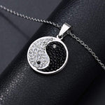 El Regalo CZ Yin Yang Unisex Pendant Necklace- Fancy, Surgical Stainless Steel, Waterproof Yin Yang Necklace