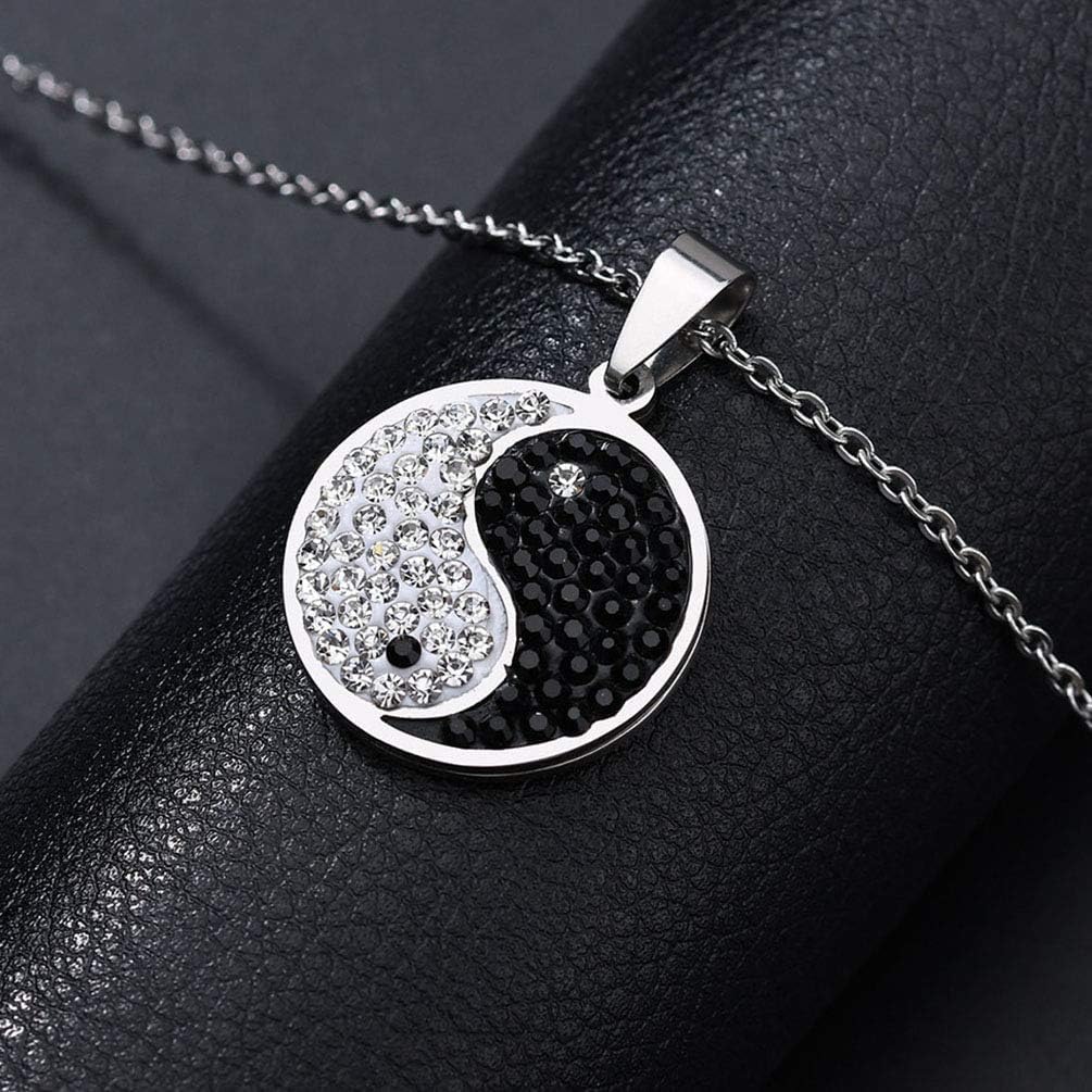 El Regalo CZ Yin Yang Unisex Pendant Necklace- Fancy, Surgical Stainless Steel, Waterproof Yin Yang Necklace