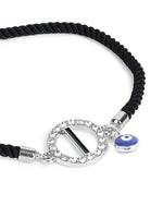 El Regalo Name Initials Evil Eye Bracelet Rakhi for Brother- Name Letter CZ Rakhi with Roli Chawal, Message Card in Rakshabandhan Box for Bhai (Black-I)