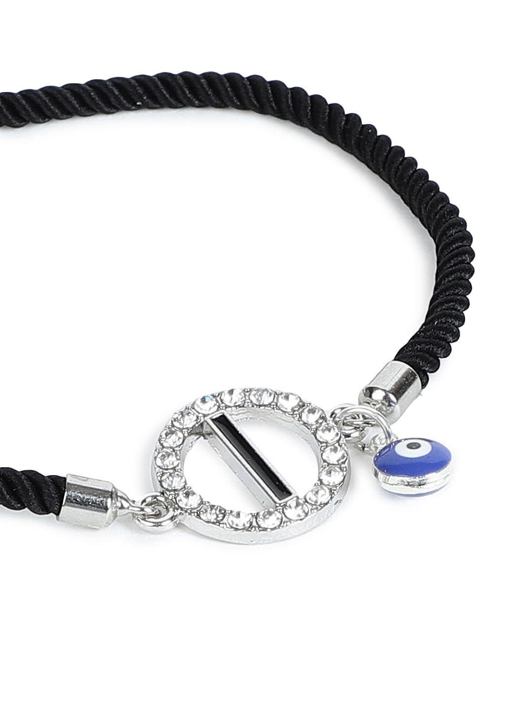 El Regalo Name Initials Evil Eye Bracelet Rakhi for Brother- Name Letter CZ Rakhi with Roli Chawal, Message Card in Rakshabandhan Box for Bhai (Black-I)