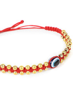 El Regalo 2PCs Simple Evil Eye Silver & Golden Beads Bracelet Rakhi Set for Brothers/Bhaiya-Bhabhi with Roli Chawal In Rakhi Gift Box- Elegant Rakhi for Bhai (Red & Blue Golden)
