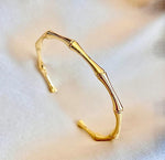 El Regalo Waterproof Stainless Steel Bamboo Style Open Cuff Bracelet for Girls/Women (For Small Wrists)- Valentines Day Gift for Her (Gold)
