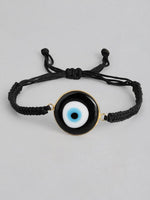 El Regalo Evil Eye Bracelet - Big Evil Eye Handmade Glass Lamp work Unisex Adjustable for Men & Women (Black)