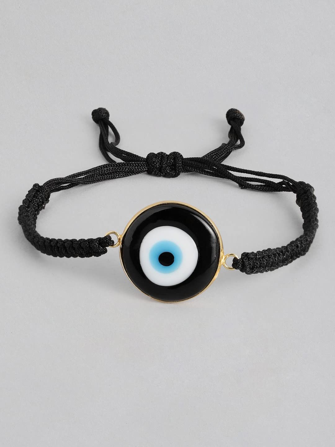 El Regalo Evil Eye Bracelet - Big Evil Eye Handmade Glass Lamp work Unisex Adjustable for Men & Women (Black)