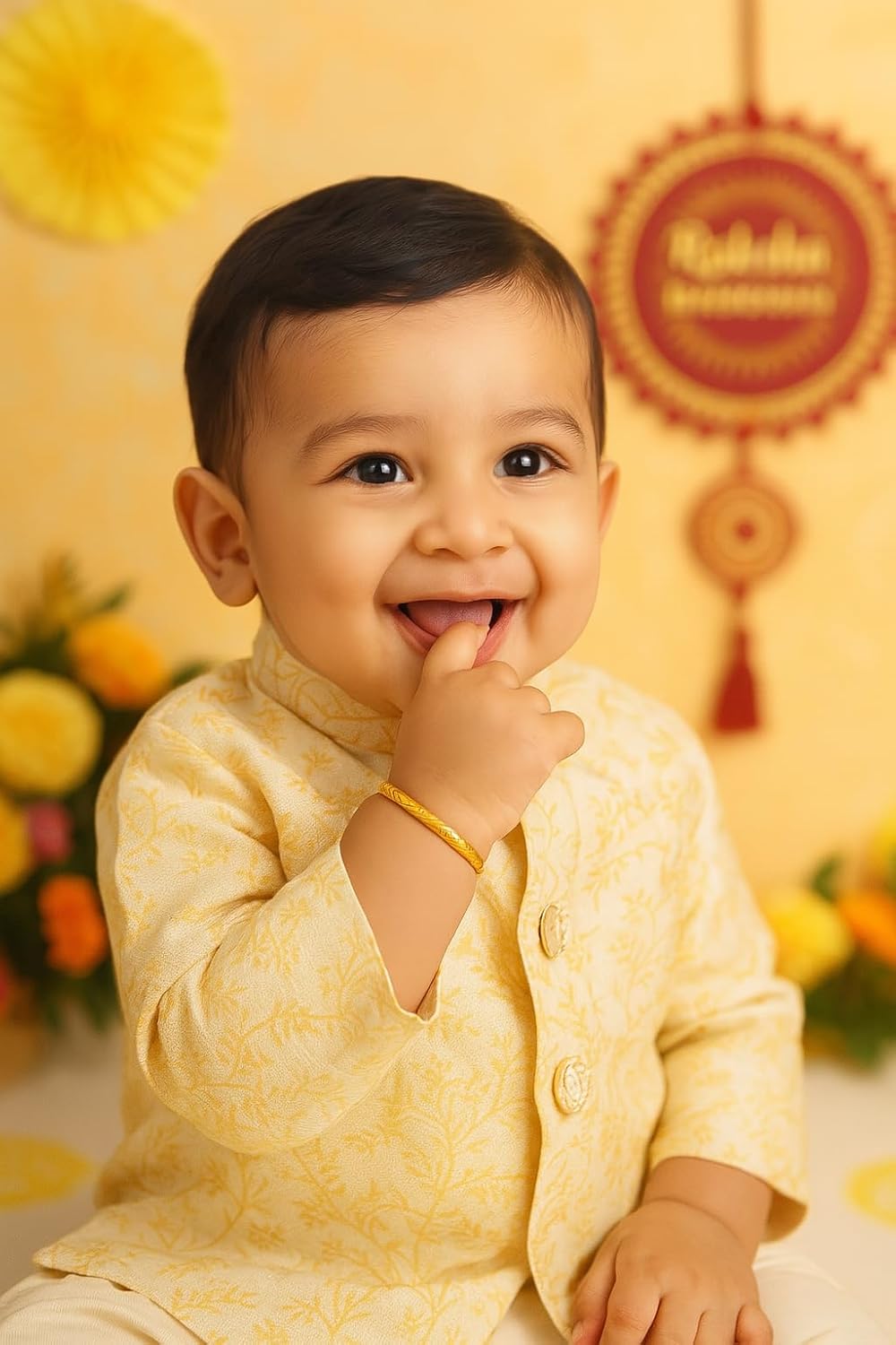 El Regalo Rakhi for Babies/Toddler/Baby Brother- Bracelet Rakhi for Baby Brother with Roli Chanwal, Message Card in Rakshabandhan Box (Style-3)