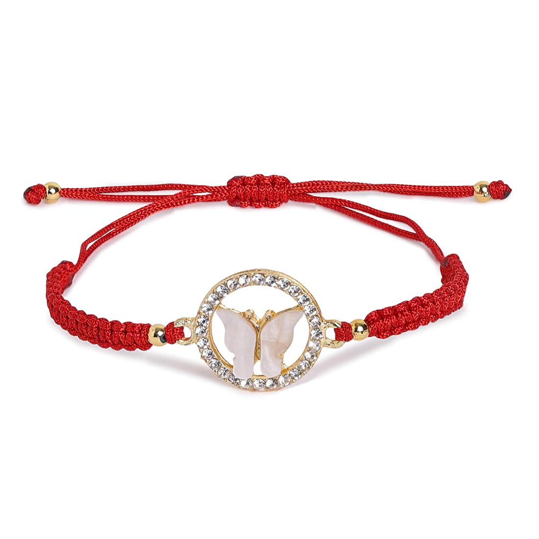 El Regalo 2 PCs Fancy CZ Butterfly Rakhis Combo Set - Beautiful 2 Rakhis Set with Roli Chawal, Rakhi Message Card in Rakhi Gift Box for Little Brother/Bhabhi/Niece/Nephew