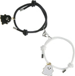 El Regalo 2 Pcs Quirky Ghost Pendant Bracelets Set, Lovely Ghost Enamel Charm Unisex Bracelets for Girls, Boys, Men, Women Friendship BFF Jewelry (Option-1)