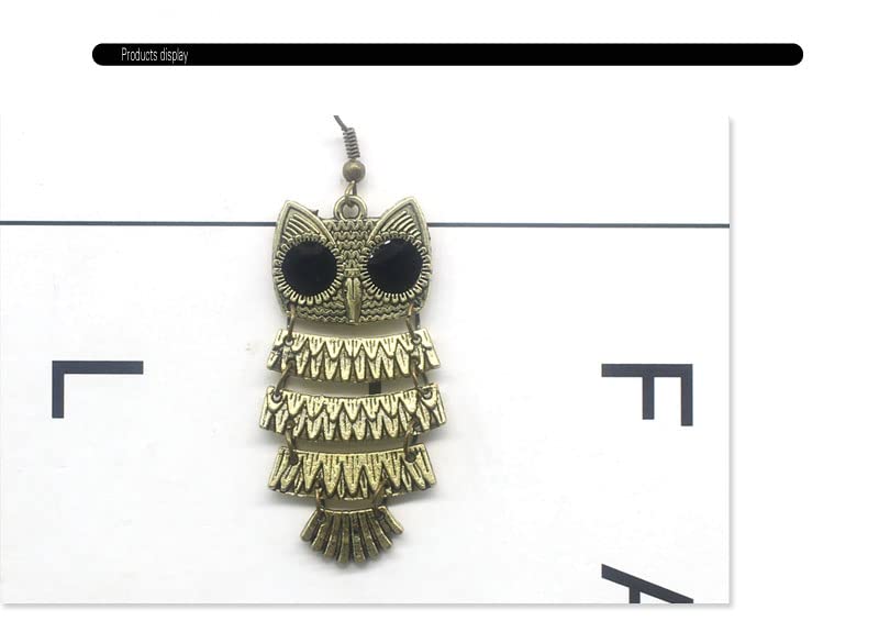 El Regalo Vintage Funky Brass Multi Layered Owl Earrings/Owl Danglers for Girls & Women