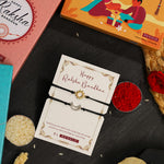 El Regalo 2PCs Sun Moon Adjustable Rakhis for Brother- Simple & Elegant 2 Rakhis with Roli Chawal, Message Card in Rakhi Box for Bhaiya-bhabhi