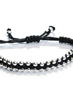 El Regalo Womens 2 Pcs Handmade Beaded Nazaria/Nazar Bracelet Cum Anklet Set- Black Thread Anklet/Bracelet Set (Silver)