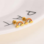 El Regalo 2 Pairs Waterproof Red Strawberry & Cloud Rainbow Stud Earrings for Women Teens Girls - Stainless Steel Hypoallergenic Dainty Small Piercing Earrings Search this page (Gold & Silver- B)