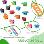 El Regalo 6PCs Dinosaurs Snap Wrist Slap Bands for Kids | Silicone Dinosaurs Wristband Kids Party Favors Slap Bands for Kids- Birthday Party Return Gifts