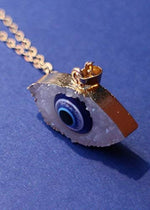 El Regalo Evil Eye Druzy Evil Eye Modern Pendant Necklace for Girls & Women (White)