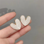 El Regalo Womens Irregular Feather- Light Heart Stud Earrings- Vintage Retro Style Enamel Heart Stud Earrings