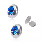 El Regalo 2 Pairs Non-Pierced CZ Magnetic Clip-On Unisex Earrings for Men/Women/Girls/Boys - Colorful CZ Fake Crystal Ear Stud Earrings (Blue & White)