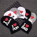 El Regalo 2 PCs I Love Mama Papa Caps | Knitted Cotton Beanies Hats for Kids/Children | Soft Caps for Girls & Boys (1 Year- 4 Years) (Black)