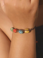 MINACHI Bohemian Colorful Ceramic Bead Adjustable Leather Bracelet, Boho Hippie Summer Jewelry Gift for Women (1), Adjustable, Ceramic, no gemstone