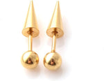 El Regalo 1 Pair Surgical Stainless Steel Spike Unisex Stud Earrings- Septum Lip Rings Cartilage Tragus Helix Piercing for Women Men (Gold)