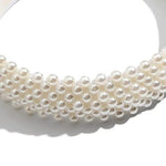 El Regalo Elegant White Pearl Wide Headband - Handmade Bridal Hairband, Fancy Wedding & Party Headwear for Women & Girls