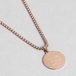El Regalo AUM OM Pendant Necklace for Men/Boys: Stainless Steel OM Mahadev Damroo Pendant Necklace for Man/Boys (Rose Gold OM)