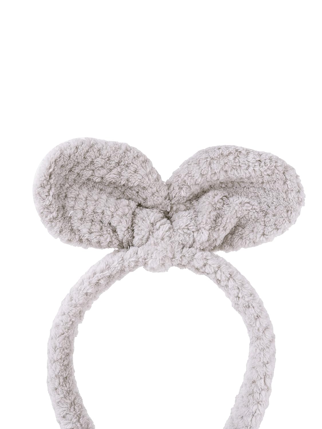 El Regalo 2 Cute Plush Fluffy Bow Hairbands | Bunny Ear Bow Headband/Hair Accessories for Girls (Off White & Gray)