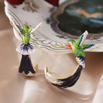 El Regalo Colorful Hummingbird Stud Earrings - Hand-Painted Enamel Bird Hoop Studs for Women & Girls | Elegant Nature-Inspired Fashion Jewelry