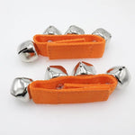 El Regalo 2PCs Jingle Bells Christmas Bracelets | Wrist & Ankle Bells for Party Favors, Musical Rhythm & Christmas Decor | Adjustable Percussion Instruments (Orange)