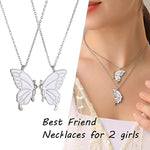 El Regalo 2 PCs Best Friend Butterfly Necklaces for Girls- Matching Butterfly Pendant Necklace Set BFF Friendship Necklace, Dainty Jewelry Gifts for Women Teen Girls (Silver BF Butterfly)