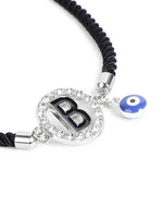 El Regalo Name Initials Evil Eye Bracelet Rakhi for Brother- Name Letter CZ Rakhi with Roli Chawal, Message Card in Rakshabandhan Box for Bhai (Black- B)